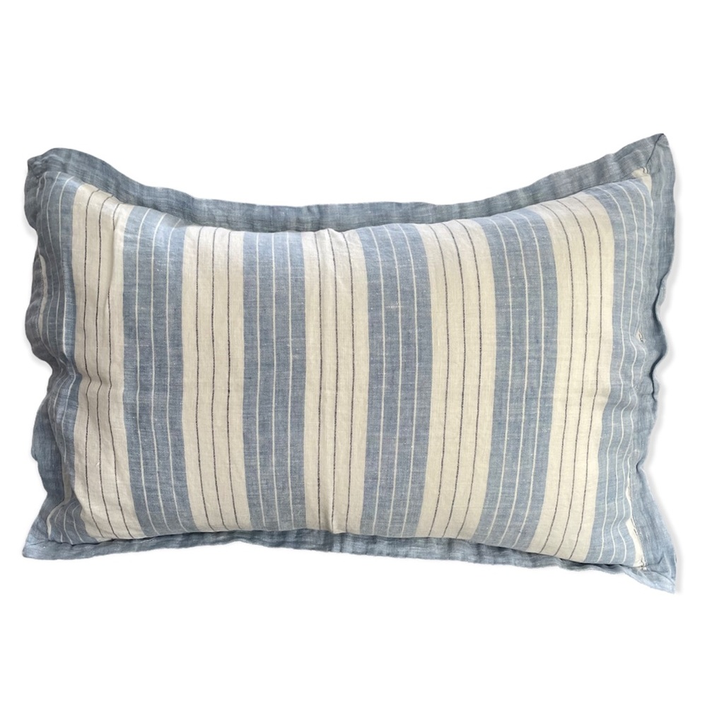 Lumbar Pillow Cover, Serena & Lily Porto Linen Stripes in Sky